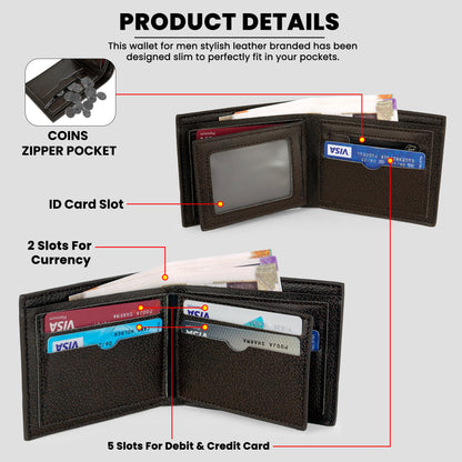 Storite RFID Blocking Bifold Men’s Wallet Credit Card Holder Money Wallet with Front Pocket Design - C Brown