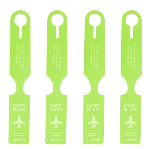 Storite 4-Pack Light Green PVC Luggage Tags with Name, Address, and Phone Number Labels - Travel ID Tags for Suitcases and Baggage