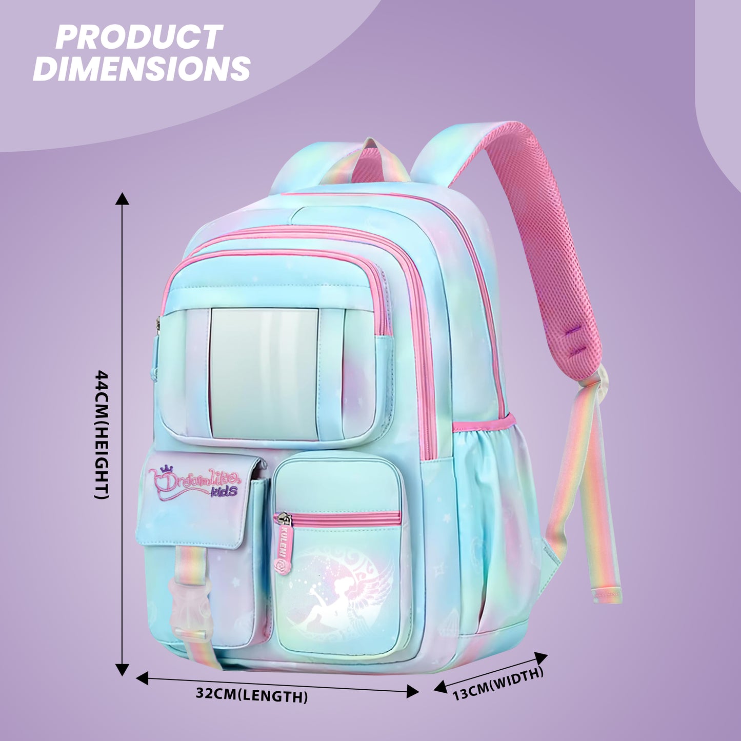 Storite School Backpacks for Girls Stylish Bags for Kids 7-12 Years Old Cartoon Water Resistant Backpack Durable Burden Relief School Bag Birthday Gift-Sky blue
