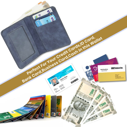 Storite RFID Blocking Men's Wallet – Slim Bifold Leather Wallet – Blue