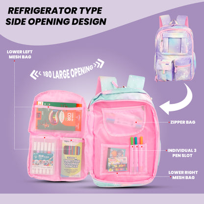 Storite School Backpacks for Girls Stylish Bags for Kids 7-12 Years Old Cartoon Water Resistant Backpack Durable Burden Relief School Bag Birthday Gift-Sky blue