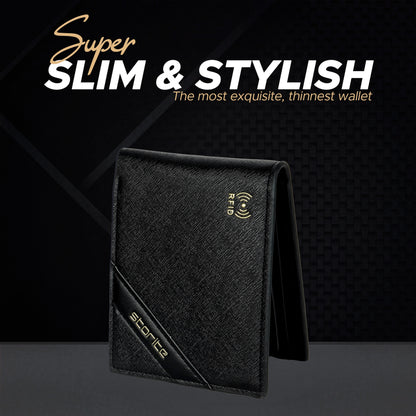 Storite RFID Blocking Bifold Men’s Wallet Credit Card Holder Money Wallet with Front Pocket Design - Black