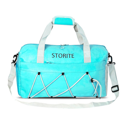 Storite 48.5 CM Nylon Travel Duffle Bag with Wet Pocket & Shoe Compartment for Women - Sea Blue