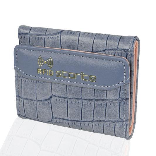 Storite RFID Wallets for Teen Girl Women PU Leather Trifold Small Wallet with 5 Card Slots,1 ID Window & 1 Cash Slot Purse Holder with ID Window for Girls Women - Blue