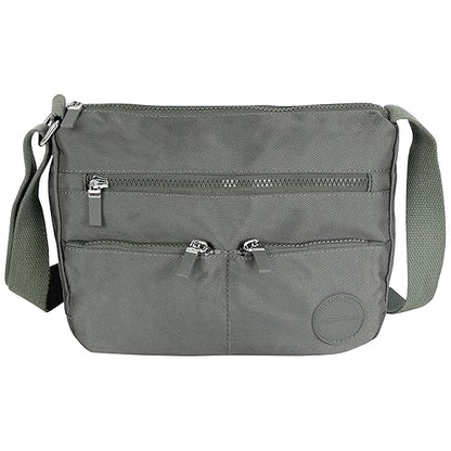 Storite Multipocket Crossbody Bag for Women Lightweight Small Travel Bag Shoulder Purses and Handbags with Multi Zipper Pockets - Grey (25x19x11 cm)