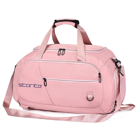 Storite 54 CM Nylon Travel Duffle Bag for Women with Wet/Dry Pocket & Shoe Compartment - Pink