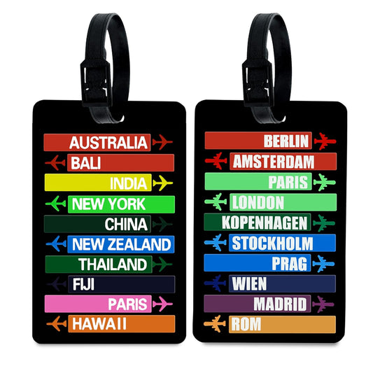 Storite Luggage ID Tags with Silicon Strap - Pack of 2 - Multicolour