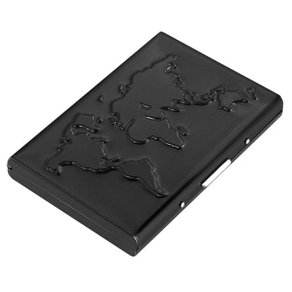 Storite 6 Slots RFID Protected Metal Credit Card Holder Wallet for Men & Women (Shiny Black,9.5 x 6.5 x 1.3 cm)  Black World Map