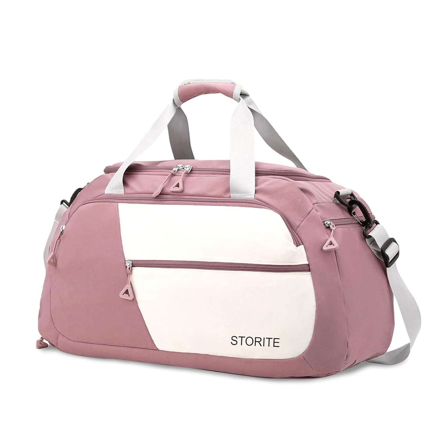 Storite 54cm Nylon Waterproof Travel Duffle Bag with Shoe Compartment - Deep Pink