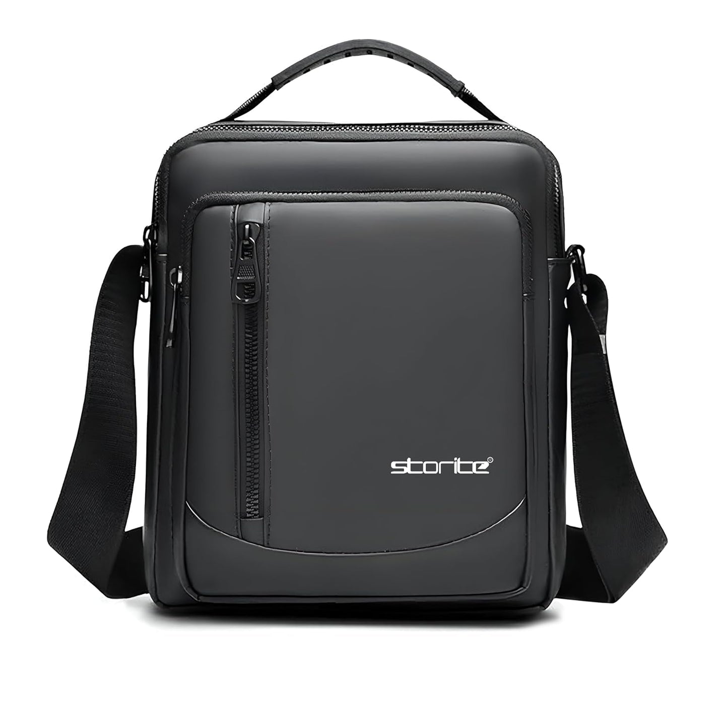 Storite Stylish Polyester Side Bag - Multi-Pocket, Water-Resistant, for Travel & Business - Black