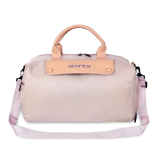 Storite 45 CM Nylon Travel Duffle Bag for Women with Shoe Compartment & Wet Pocket - Rose Gold Pink