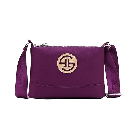 Storite Women's Small Nylon Sling Crossbody Bag, Vintage Style Handbag with Adjustable Strap - Purple, 23.5cm x 13cm x 9.5cm