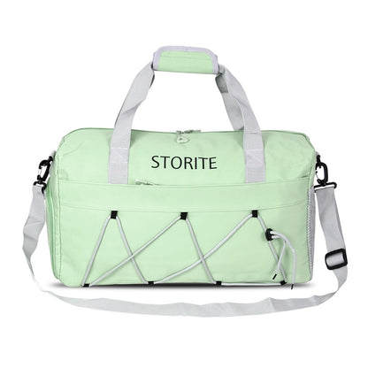 Storite 48.5 CM Nylon Travel Duffle Bag for Women with Wet Pocket & Shoe Compartment - Bean Green