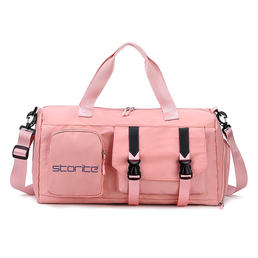 Storite 44 CM Nylon Travel Duffle Bag for Women, Waterproof with Shoe & Wet/Dry Compartments - Pink