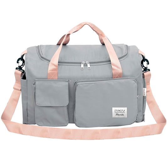 Storite 44 cm Grey Nylon Travel Duffle Bag - Sports Gym Bag with Wet Pocket & Shoe Compartment