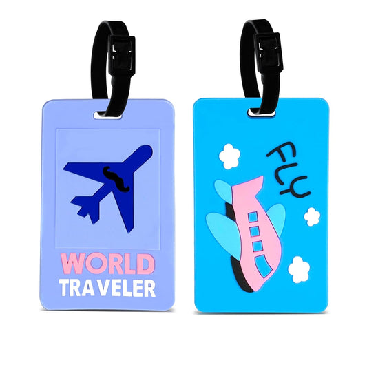 Storite PVC Luggage & Bag ID Label Tags - Pack of 2 - Multicolor