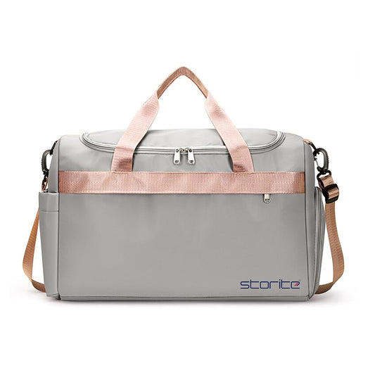 Storite Grey Nylon 44 cm Travel Duffle Bag - Weekender, Gym, and Overnight Bag with Shoe Compartment