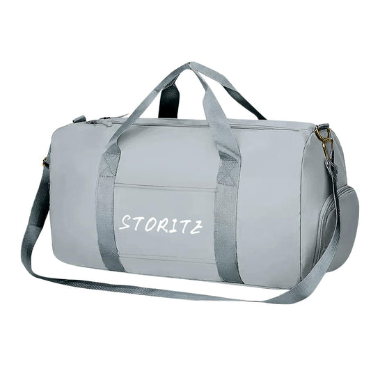 Storite 46 cm Foldable Travel Duffel Bag with Shoe & Wet Compartments - Pink/Grey