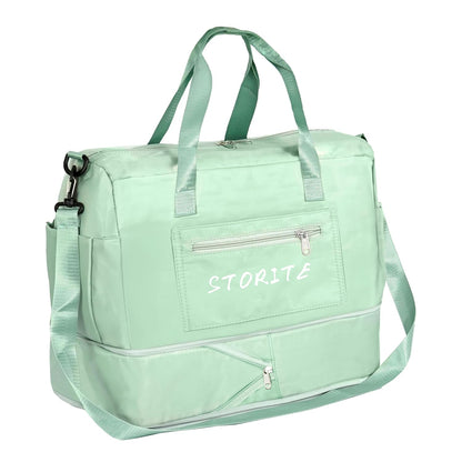 Storite 44 cm Nylon Travel Duffle Bag - Waterproof, Expandable Gym Tote for Men & Women Green