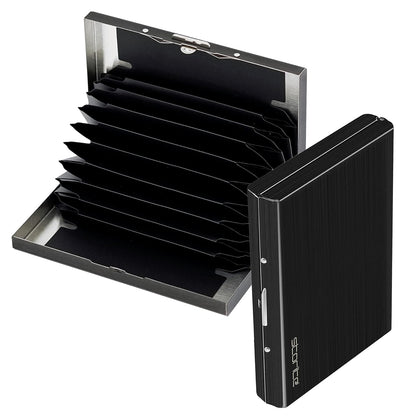 Storite Black 10 Slot RFID Protected Metal Card Holder for Secure Credit/Debit/ATM Cards