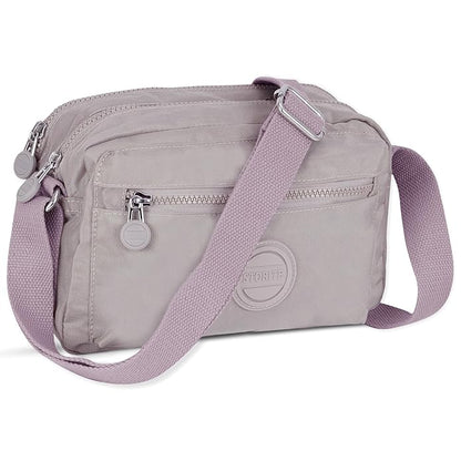 Storite Small Nylon Lightweight Sling Bag for Women - Travel Crossbody & Shoulder Bag - Pale Cyan Purple