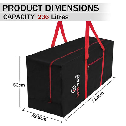 Storite Extra Large 236L Heavy Duty Moisture-Proof Storage Bag - 1680 Denier Nylon for Toys, Stationery, Blankets, and Clothes - Red & Black