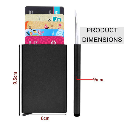 Storite Black Metal RFID Blocking Aluminum Pop-Up Smart Card Holder Wallet for Men & Women