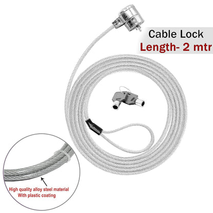 Storite 2M Security Lock for ThinkPad Laptops | Durable Alloy Cable with Key Lock System and 2 Keys | Anti-Theft Protection, Silver