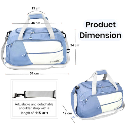 Storite 54cm Nylon Travel Duffle Bag with Shoe Compartment - Blue