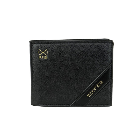 Storite RFID Blocking Bifold Men’s Wallet Credit Card Holder Money Wallet with Front Pocket Design - Black