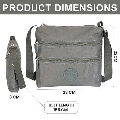 Storite Crossbody Purses for Women Lightweight Small Travel Bag Shoulder Purses and Handbags with Multi Zipper Pockets - Grey (23x22x3 cm)