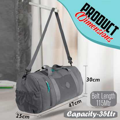 Storite Nylon Travel Duffle Bag, Lightweight Expandable Gym Weekend Bag - Grey, 47 x 25 x 30 cm