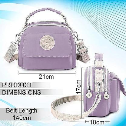 Storite Women's Compact Sling Bag with Padded Pocket & Adjustable Strap - Light Purple