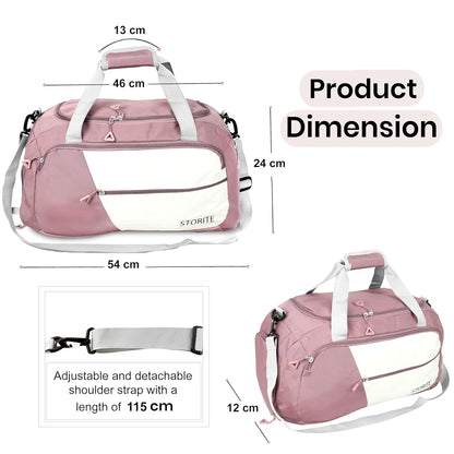 Storite 54cm Nylon Waterproof Travel Duffle Bag with Shoe Compartment - Deep Pink