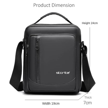 Storite Stylish Polyester Side Bag - Multi-Pocket, Water-Resistant, for Travel & Business - Black