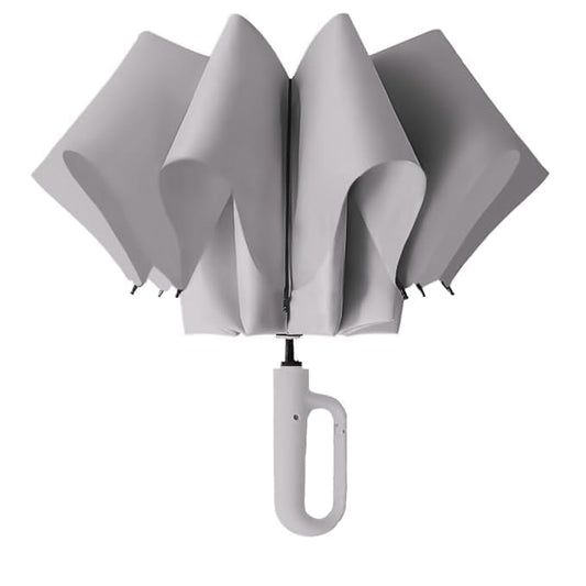 Storite UV Umbrella with Novelty Carabiner Handle, Travel Umbrellas for Rain and Sun Windproof Compact, Automatic Open Close, 10 Ribs, Portable Umbrella for Men and Women (Grey)
