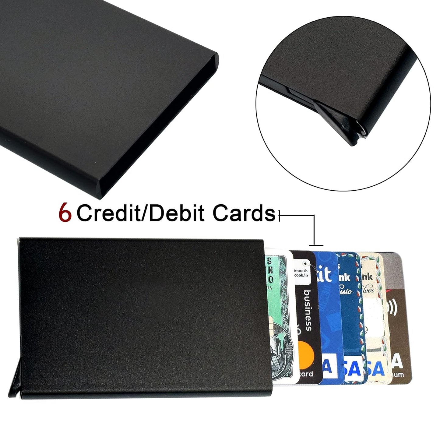 Storite Black Metal RFID Blocking Aluminum Pop-Up Smart Card Holder Wallet for Men & Women