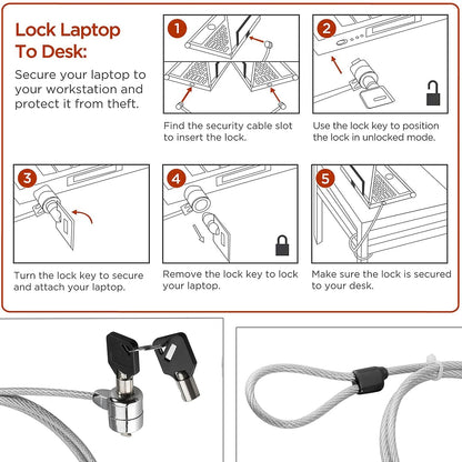 Storite 2M Security Lock for ThinkPad Laptops | Durable Alloy Cable with Key Lock System and 2 Keys | Anti-Theft Protection, Silver