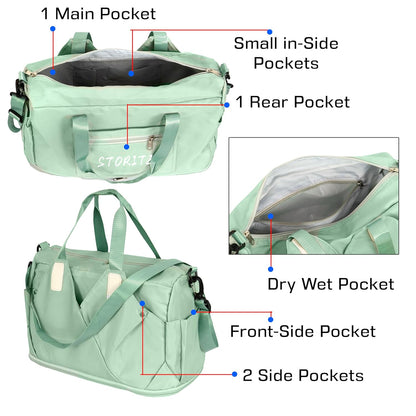 Storite 44 cm Nylon Travel Duffle Bag - Waterproof, Expandable Gym Tote for Men & Women Green