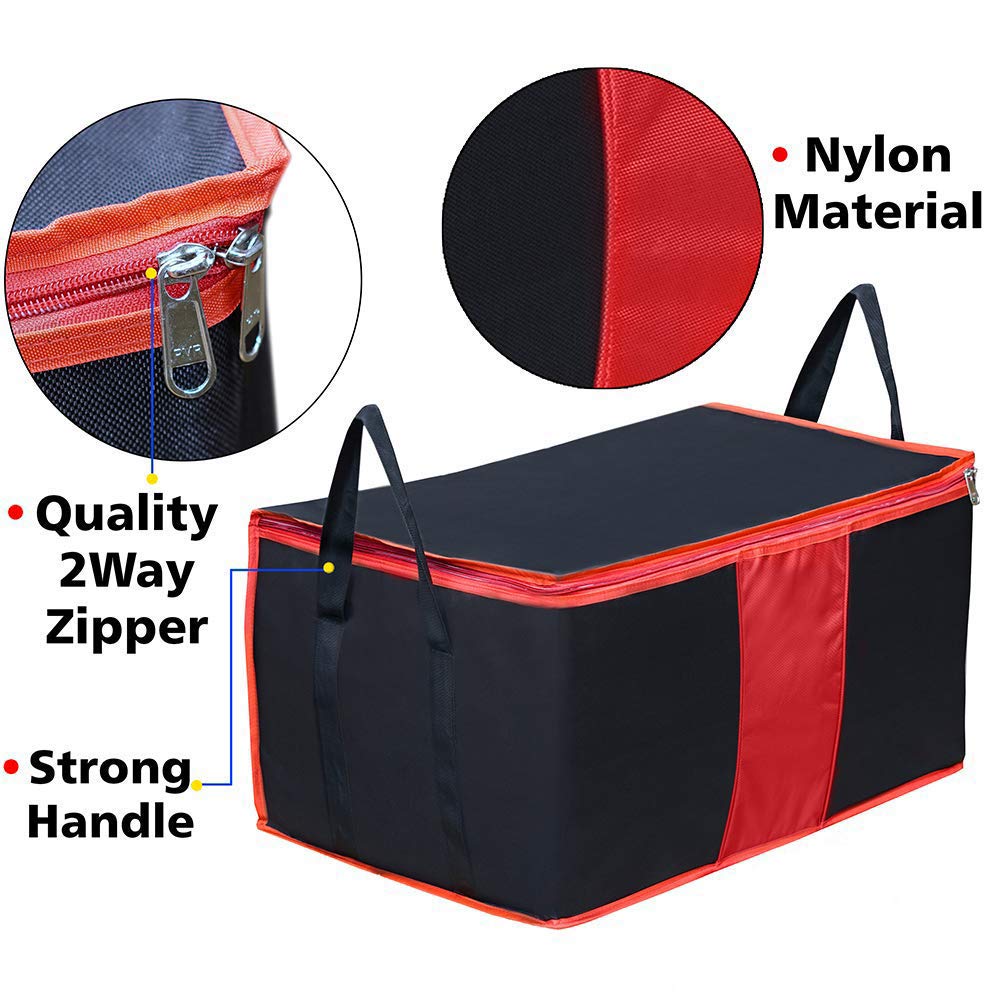 Storite Multi-Purpose Nylon Storage Bag – 110L, Rectangular, Heavy Duty - Black/Red