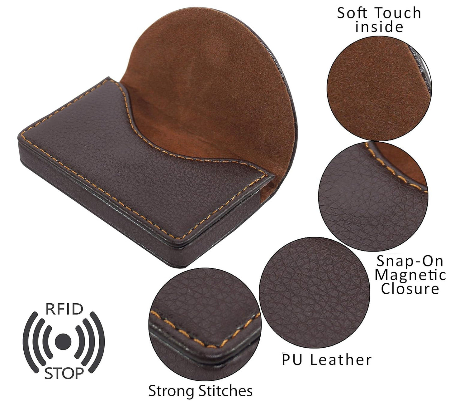 Storite RFID PU Leather Card Holder Wallet - Brown