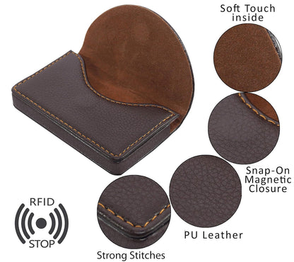 Storite RFID PU Leather Card Holder Wallet - Brown