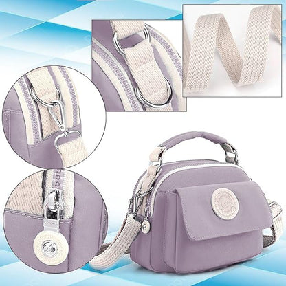 Storite Women's Compact Sling Bag with Padded Pocket & Adjustable Strap - Light Purple