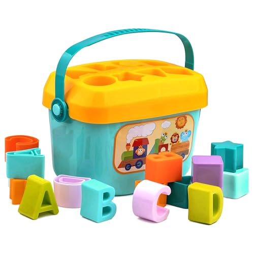 Storite Montessori Toys for 1 Year Old,Baby Sorter Toy Colorful Cube and Multi Sensory Shape, Toddler Developmental Learning Toys Birthday Gifts,Baby Toys 6-12-18 Months (16 Pcs)