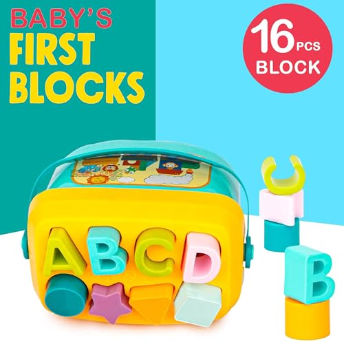 Storite Montessori Toys for Year Old,Baby Sorter Toy Colorful Cube and Multi Sensory Shape, Toddler Developmental Learning Toys Birthday Gifts,Baby