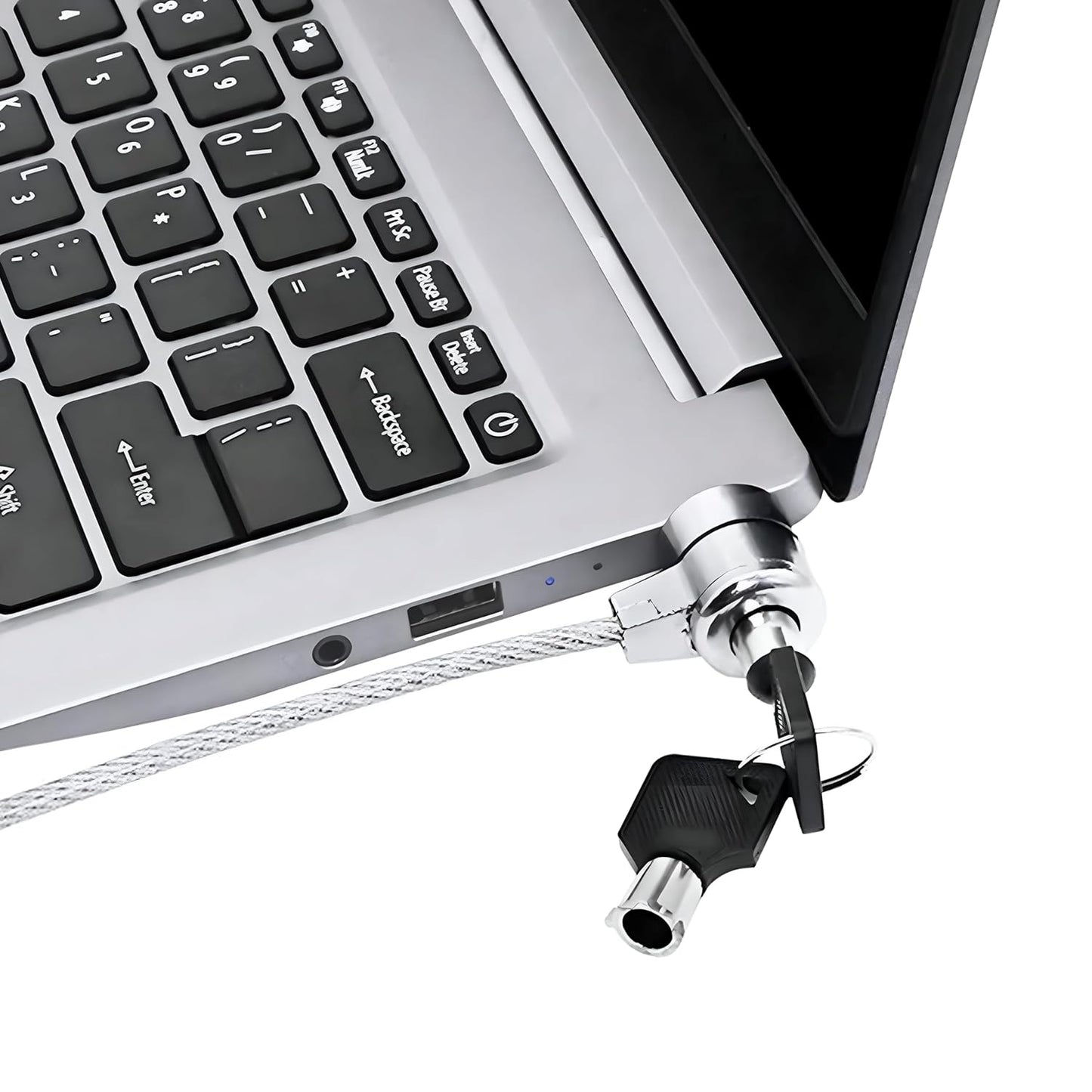 Storite 2M Security Lock for ThinkPad Laptops | Durable Alloy Cable with Key Lock System and 2 Keys | Anti-Theft Protection, Silver