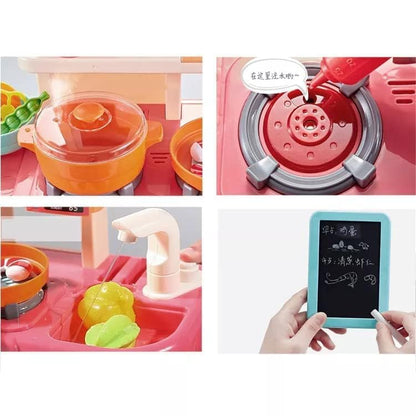 Storite Kitchen 42 PCS, Playset for Kids, Kitchen Set for Toddler with Gas Sound & Light, Cooking Stove with Steam,Toy Kitchen Accessories with Running Water,Kitchen Toys for Kids Girls Boys