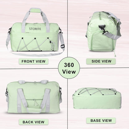 Storite 48.5 CM Nylon Travel Duffle Bag for Women with Wet Pocket & Shoe Compartment - Bean Green