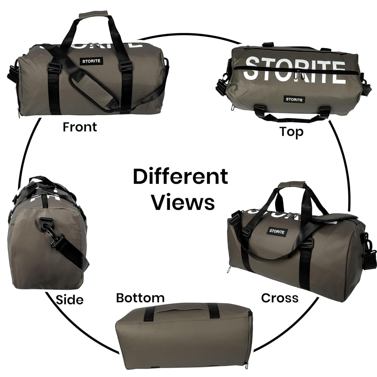 Storite Nylon 50 Cm Small Travel Duffle Gym Bag for Men & Women Sports shoulder bag with Shoes & Wet Pocket Compartment - (Brown)