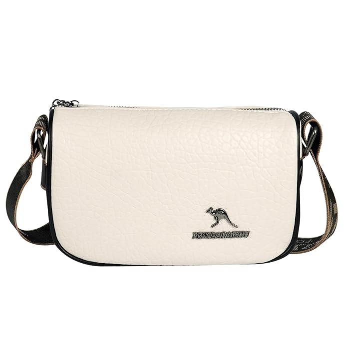 Storite PU Leather Square Women Tote Bag, Stone Pattern fashionable & Party Sling Bag, Shoulder Crossbody Bag with Broad Strap - White